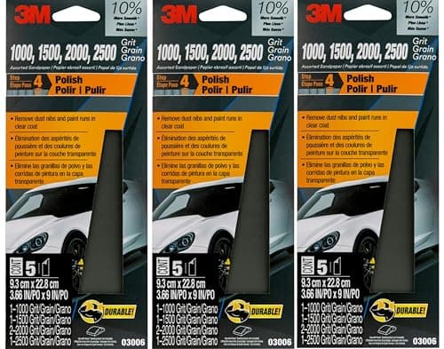 3M 3M Wetordry Sandpaper 03006, Assorted Fine Grits, 3-Pack